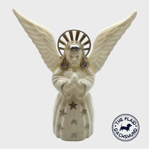 Vintage Celluloid Angel Figurine with Silver Accents